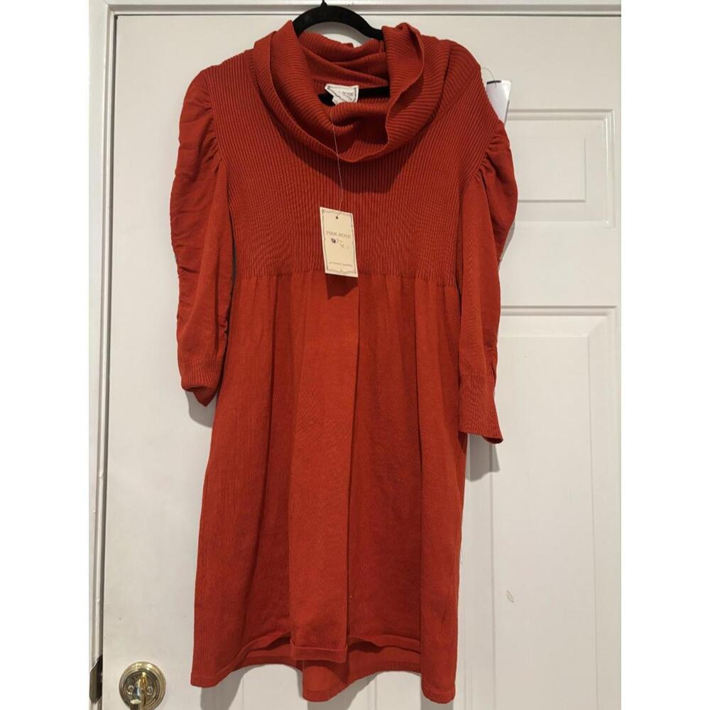 Pink Rose burnt orange women's sweater dress sz L #1456 new‎ with tags